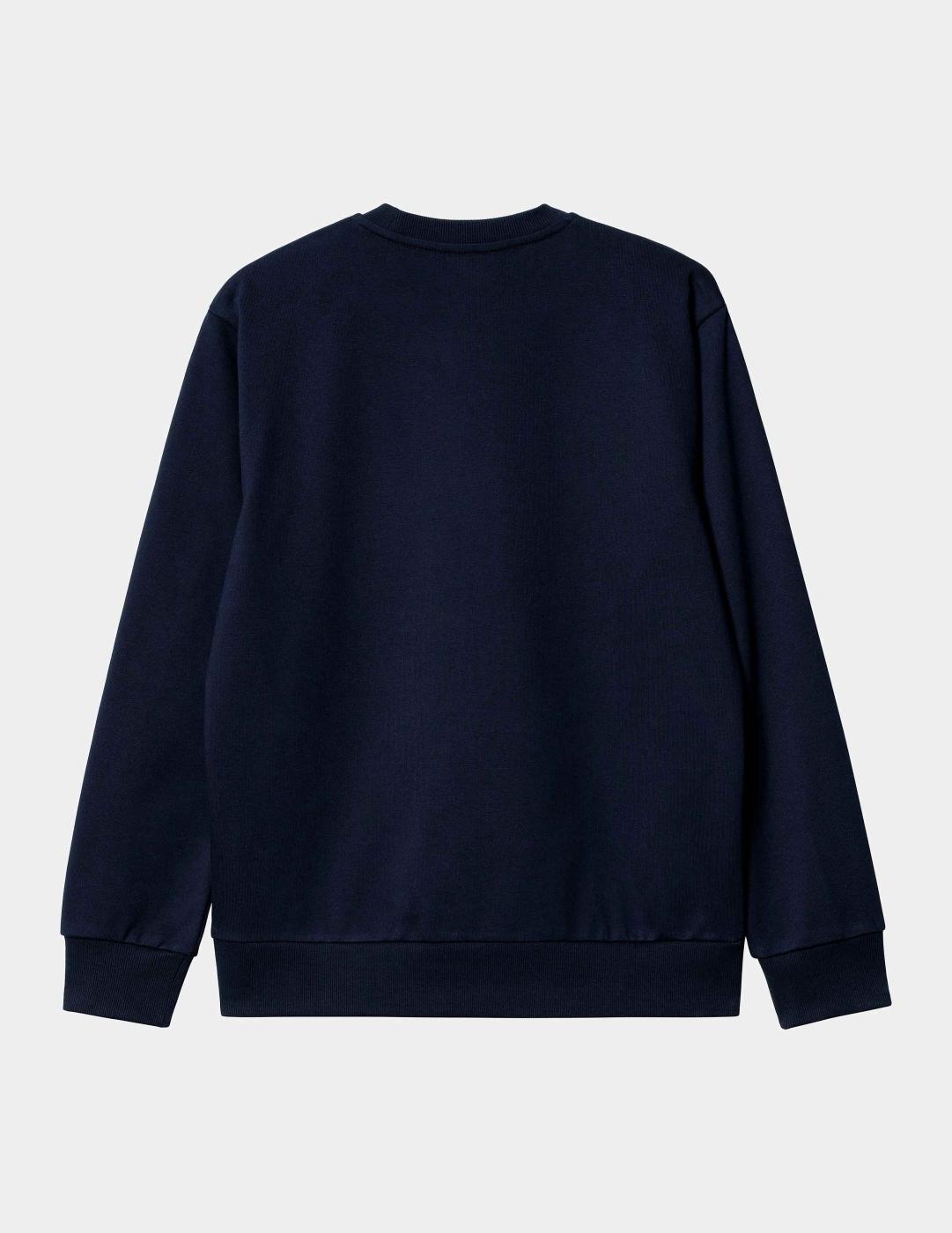 Sudadera Crew CARHARTT WIP EMBROIDERY - Dark Navy / White
