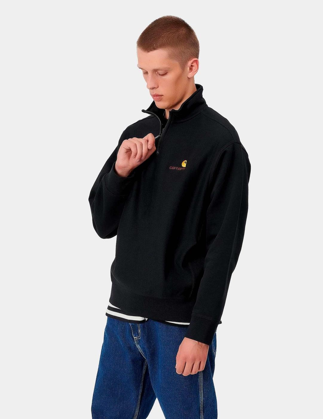 Sudadera HALF ZIP AMERICAN SCRIPT - Black