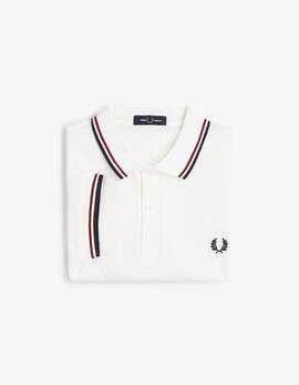 Polo FRED PERRY M3600 - Snow White/Burnt Red/Navy