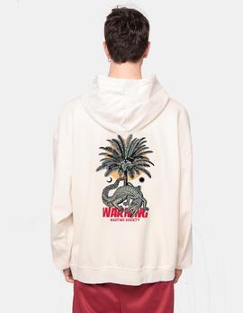 Sudadera Capucha KAOTIKO WASHED WARNING - Bone