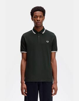 Polo FRED PERRY M3600 - Night Green/Snow White/Snow White