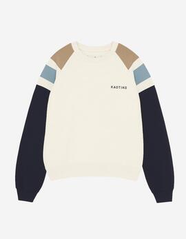 Sudadera KAOTIKO Crew ROCCO - Ivory/Navy