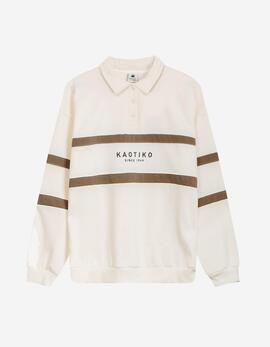 Sudadera KAOTIKO Crew BERWIN - Ivory/Camel