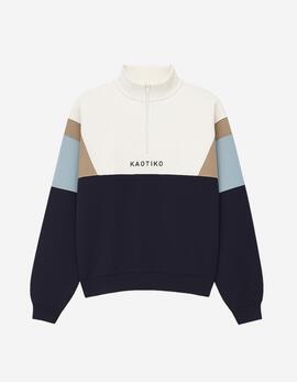 Sudadera KAOTIKO Crew ARTHUR - Ivory/Navy/Camel/Sky