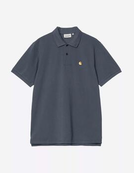 Polo CARHARTT WIP CHASE PIQUE - Cozy Blue / Gold